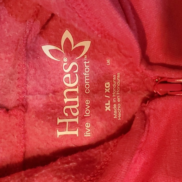 Hanes Pink Zip Up Hoodie XL - Picture 3 of 3